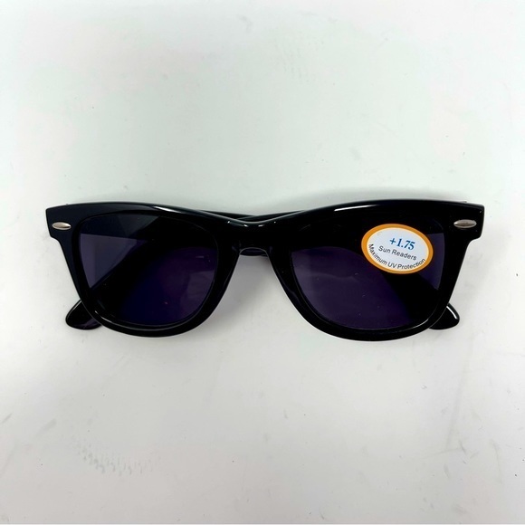 Reader 1.75‎ Sunglasses UV Protection Black Silver with Faux Crock Look Slip Bag - Picture 6 of 7
